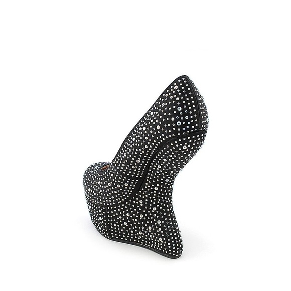 SHIEKH
FREDA 05 NO HEEL PLATFORM RHINESTONE WEDGE IN BLACK SIZE 7.5 - Picture 3 of 11